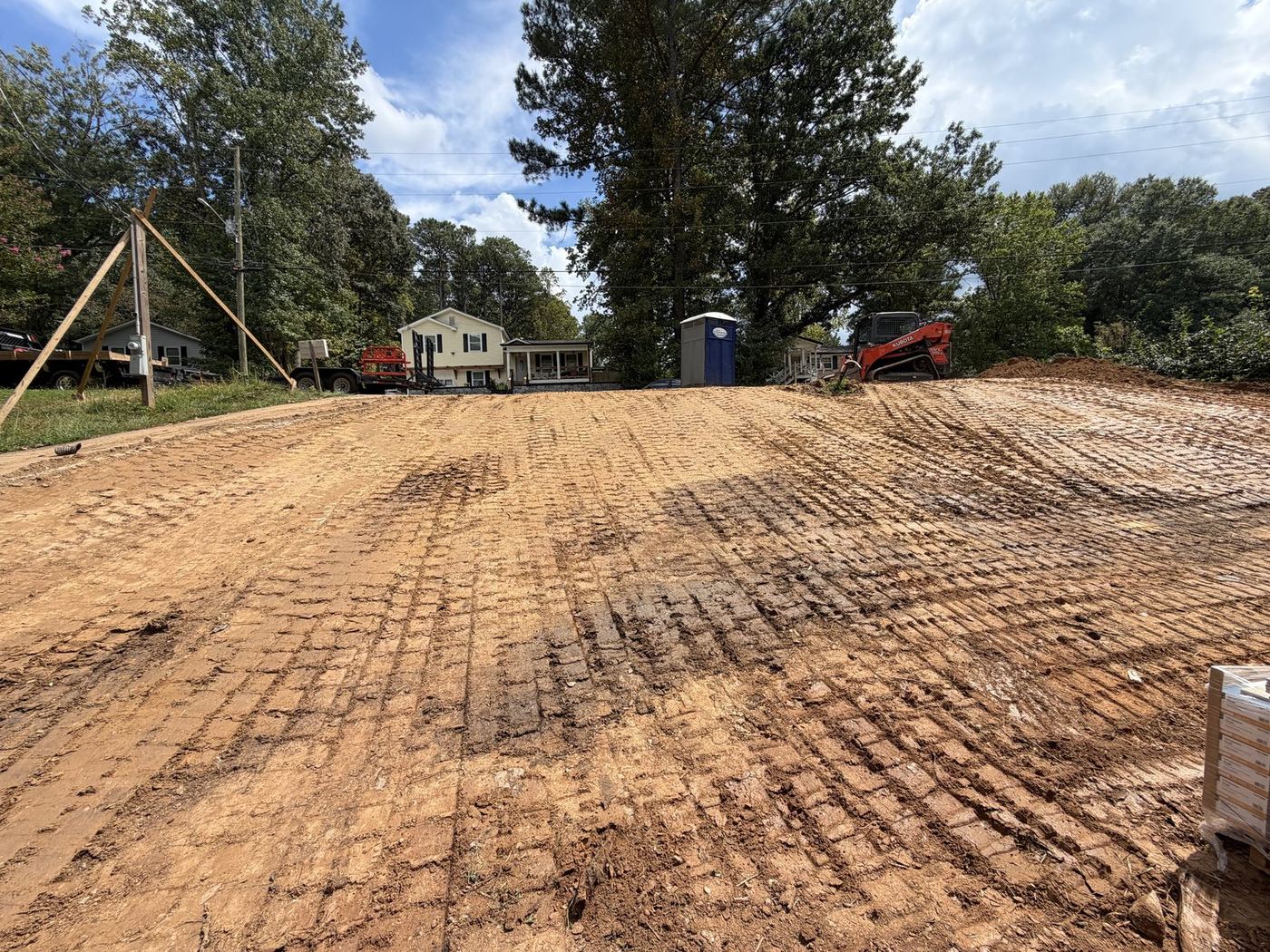 Slope cut down to a smooth graded building pad